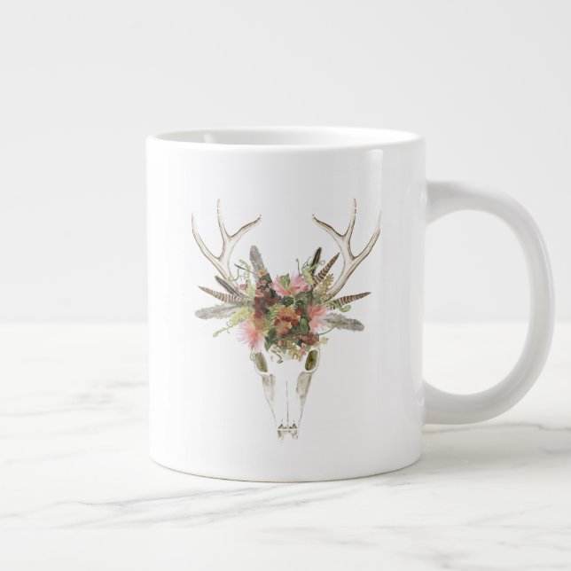 Grande Tasse Crâne et fleurs de cerfs (Droite)