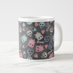 Grande Tasse Crânes, et coeurs sur l'arrière - plan noir