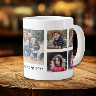 Grande Tasse Créez Votre Propre Collage De 9 Photos Nom De Fami