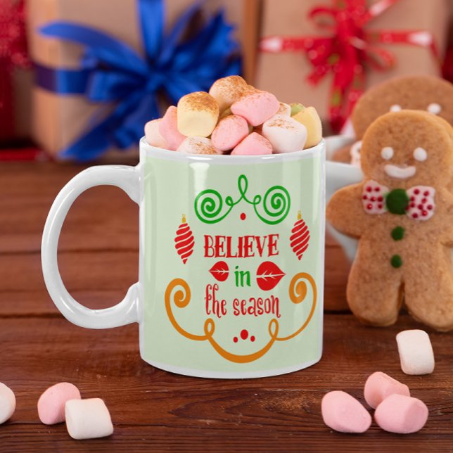Grande Tasse Croire en la saison Citation Noël (Believe in the Season Quote Christmas Holiday Giant Coffee Mug)