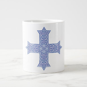 Grande Tasse Croix copte d'art en bleu lapis premium