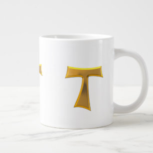 Grande Tasse Croix franciscaine de Tau en 3D d'or