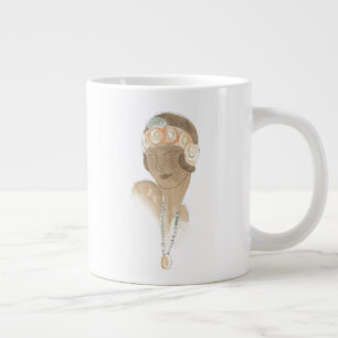 Grande Tasse Croquis de mode Flapper - Femme avec pièce à cheve