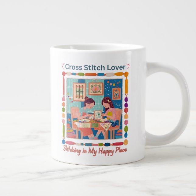 Grande Tasse Cross Stitch Lover-Stitching in My Happy Place (Droite)