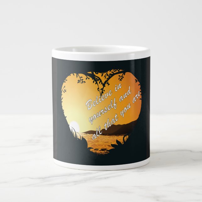 Grande Tasse Croyez en vous-même - Coeur inspirant (Devant)