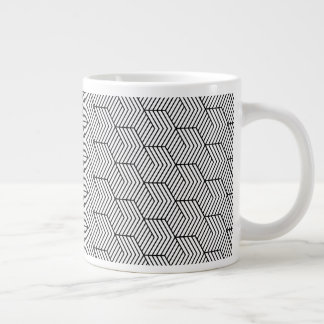Grande Tasse Cube Géométrie Ligne Motif Noir Simple
