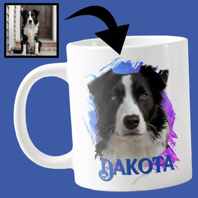 Grande Tasse Cuisine moderne et amusante Bordure Bleue Collie C (Créateur téléchargé)
