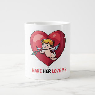 Grande Tasse Cupidon sur le coeur rouge
