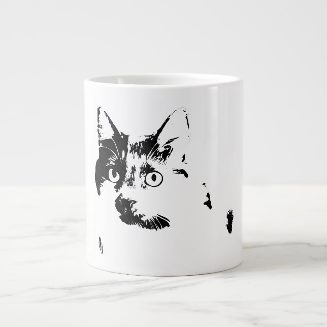 Grande Tasse Curieux Cat Ink Portrait Mug (Devant)