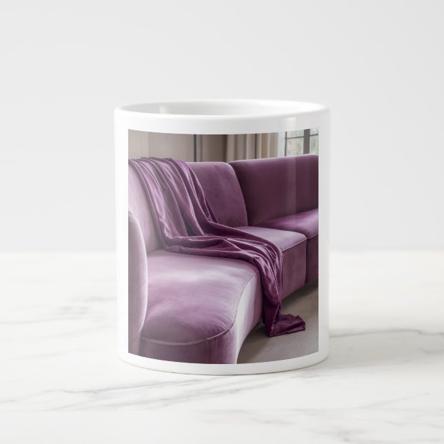 Grande Tasse Curved Velvet Sofa Draping Art Deco Texture (Devant)