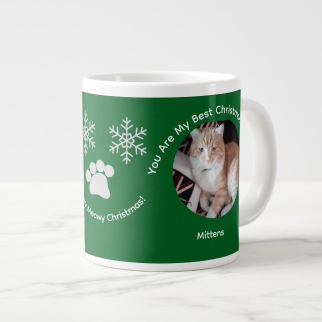 Grande Tasse Custom Best Christmas Gift Cat Photo Specialty Mug (Devant droit)