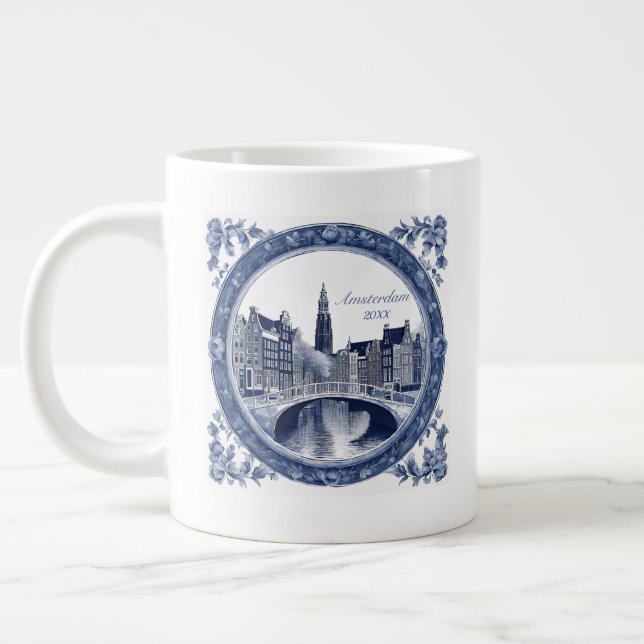 Grande Tasse Custom Blue Delft Amsterdam Souvenir (Gauche)