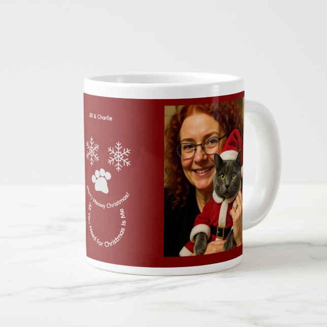 Grande Tasse Customize ,Christmas Cat Owner Photo Specialty Mug (Devant droit)