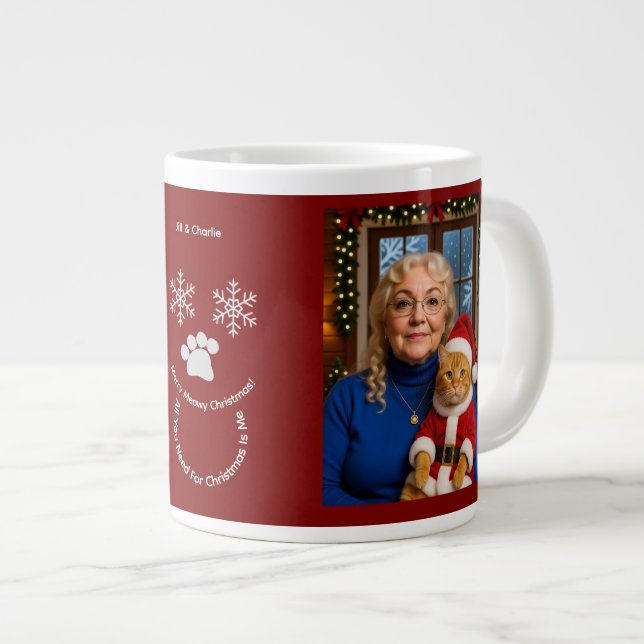 Grande Tasse Customize ,Christmas Cat Owner Photo Specialty Mug (Devant droit)