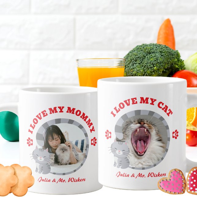Grande Tasse Cute Chat I Love My Mommy Chat Mama Photo Graphiqu (Cute Cat I Love My Mommy Cat Mama Photo Graphic Giant Coffee Mug Add Your Text and Photo)
