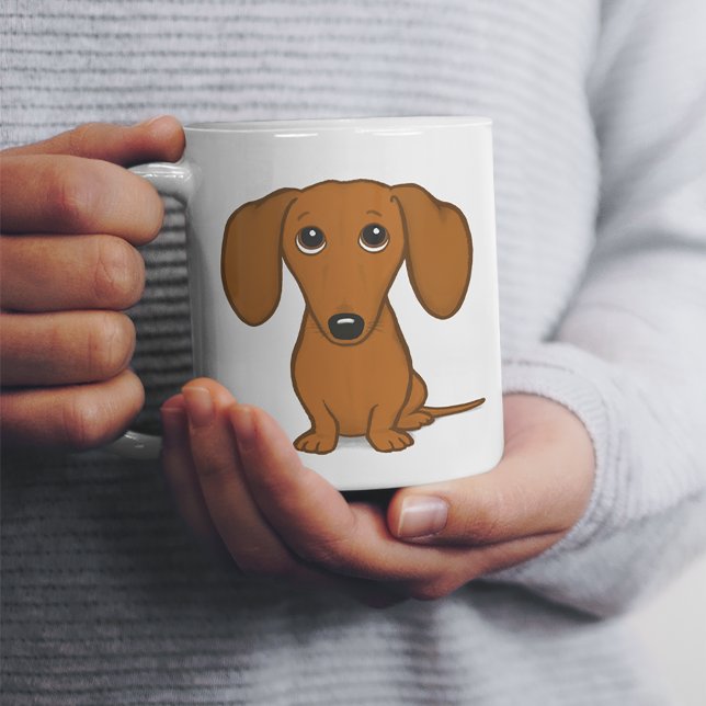 Grande Tasse Cute Dachshund | Cartoon Wiener Dog (Créateur téléchargé)