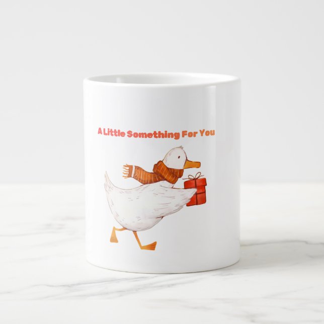 Grande Tasse Cute Goose Holding Gift Christmas Coffee Mug (Devant)