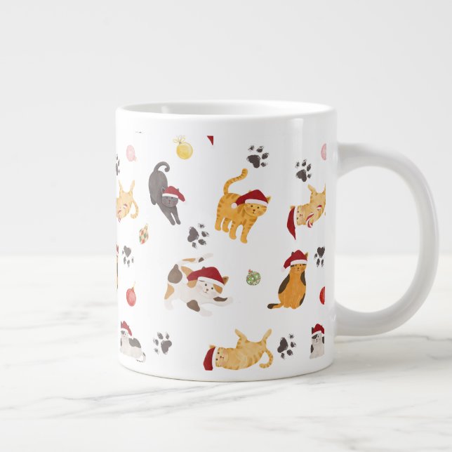 Grande Tasse Cute Holiday Cat Pattern (Droite)
