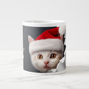 Grande Tasse Cute Kitten 3D avec Santa Hat