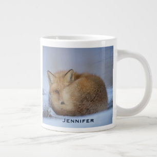 Grande Tasse Cute Little Fox Curling Up Winter Photo