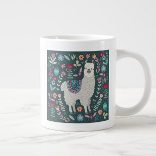 Grande Tasse Cute Llama Floral Design