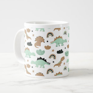 Grande Tasse Cute Mint Green Dinosaur Motif