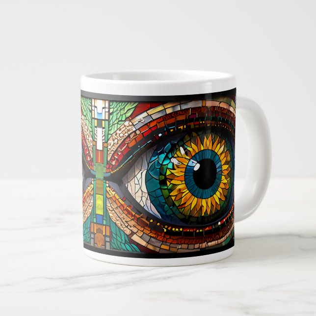 Grande Tasse Cute Mosaic Vitre Tissu Design oeil (Devant droit)