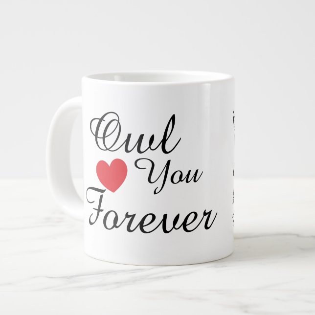 Grande Tasse Cute Owl Love You Forever Coffee Meme (Devant gauche)