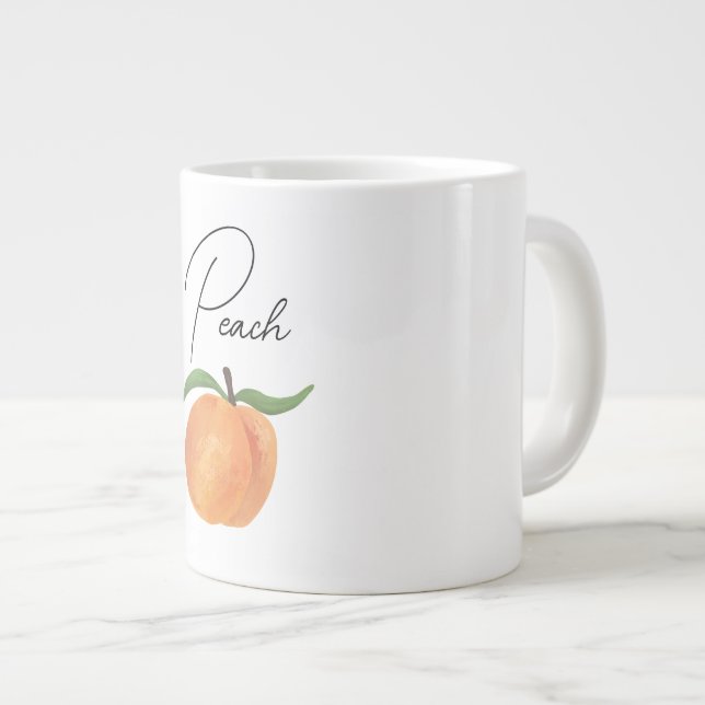 Grande Tasse Cute Painted Peach Fruit Illustration  (Devant droit)
