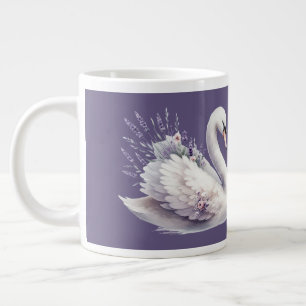 Grande Tasse Cygne aquarelle avec fleurs de lavande