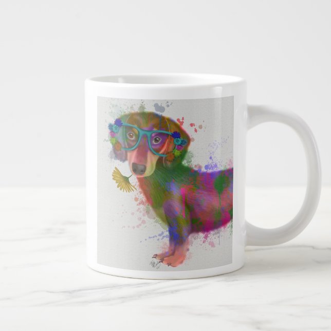 Grande Tasse Dachshund & Lunettes Rainbow Splash (Droite)