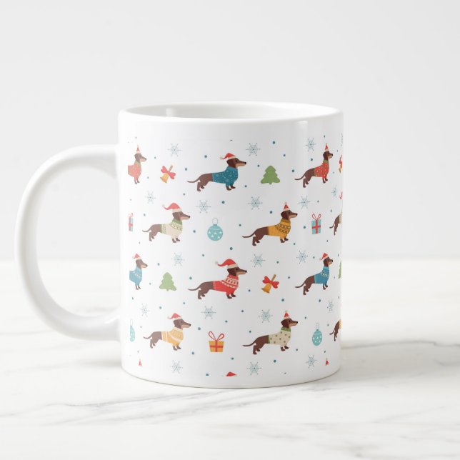 Grande Tasse Dachshunds dans le Motif des pulls de Noël (Gauche)