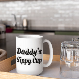 Grande Tasse Daddy drôle de café citation noir moitié texte