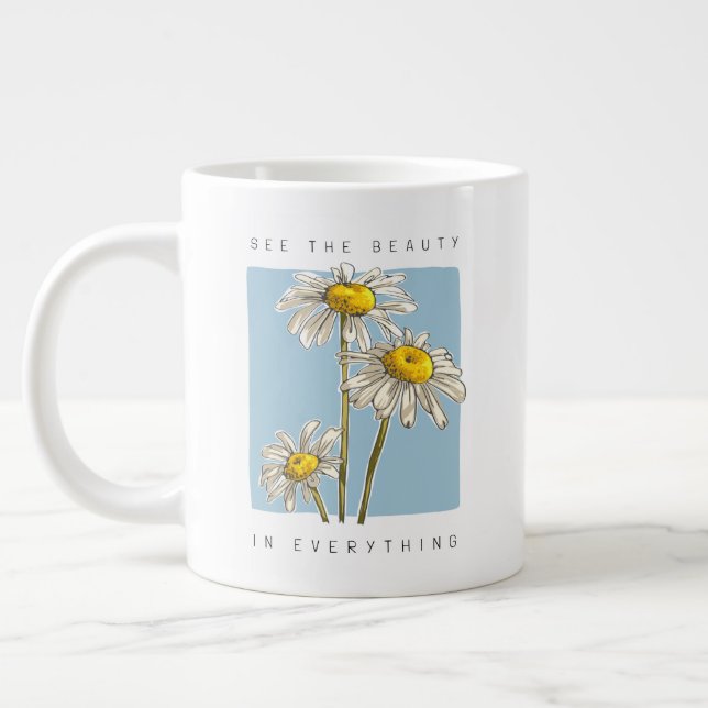 Grande Tasse Daisy Flowers Beauté Slogan (Gauche)