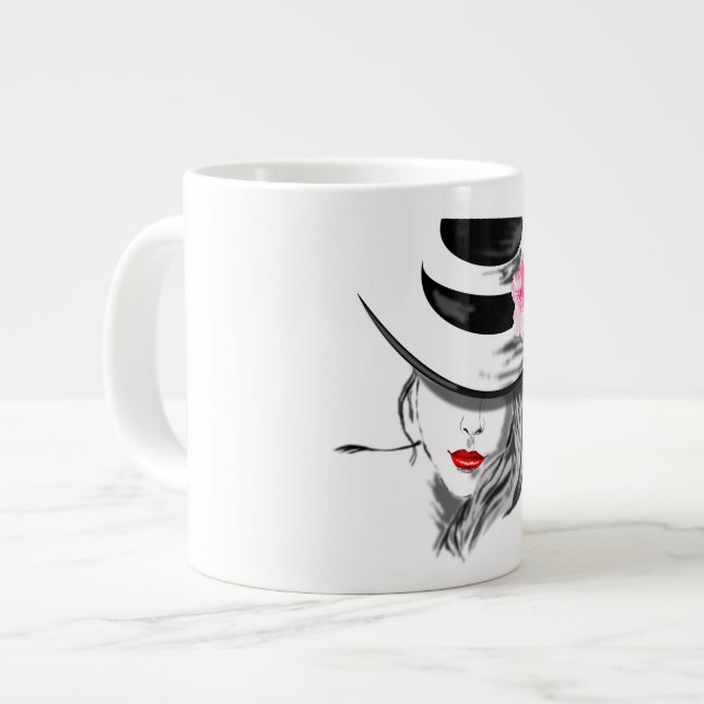 Grande Tasse Dame moderne avec Mug Casquette (Devant gauche)