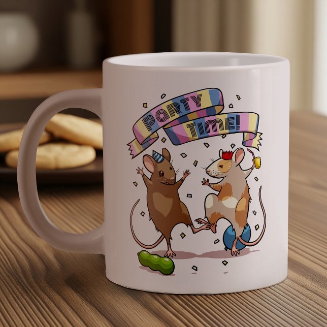 Grande Tasse Dancing Mice Fête Horaire Bannière Confetti & Ball (Créateur téléchargé)