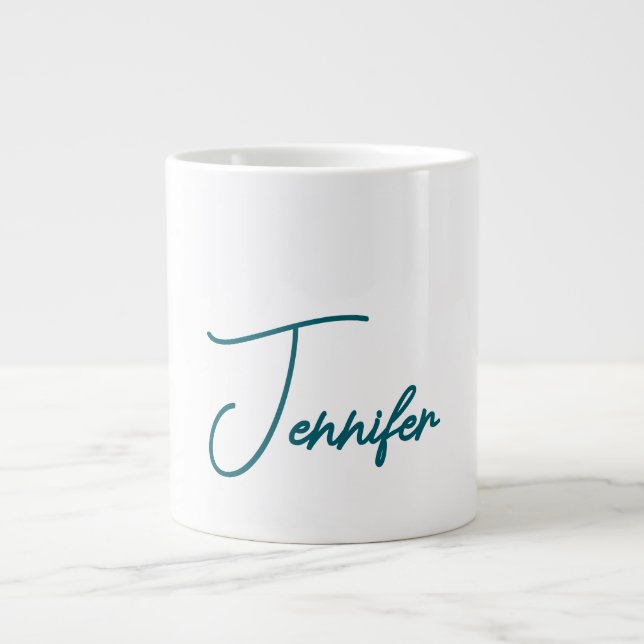 Grande Tasse Dark Teal Trend Modern Minimalist Handwriting Name (Devant)