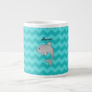 Grande Tasse Dauphin à chevrons turquoise