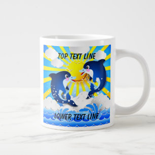 Grande Tasse Dauphins & Soleil Personnalisez Ajouter votre nom 