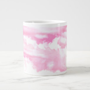 Grande Tasse Décor Clair Rose Élégant Nuages