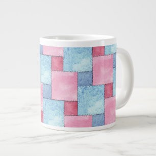 Grande Tasse Denim Patchwork Jumbo Mug, Rose, Blues