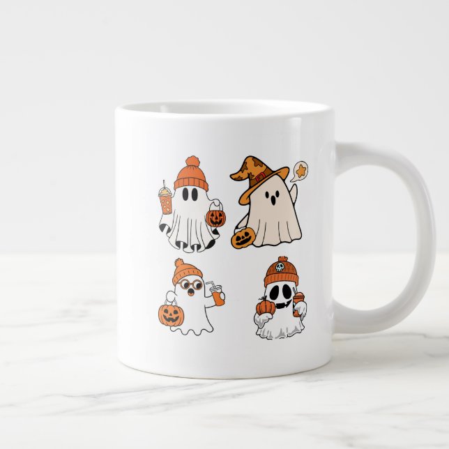 Grande Tasse Design Citrouille de fantôme d'Halloween mignon (Droite)