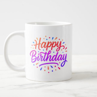 Grande Tasse Design élégant de calligraphie d'anniversaire