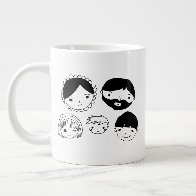 Grande Tasse Dessin sur les visages de la famille (Gauche)