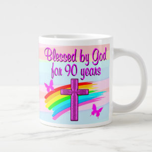 GRANDE TASSE DIEU AIMANT 90E ANNIVERSAIRE BÉNÉFICIE DE MUG