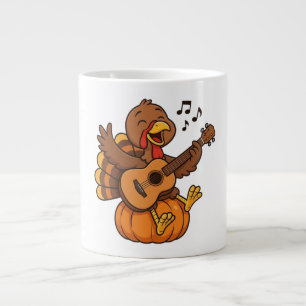 Grande Tasse Dinde de Thanksgiving mignonne avec guitare