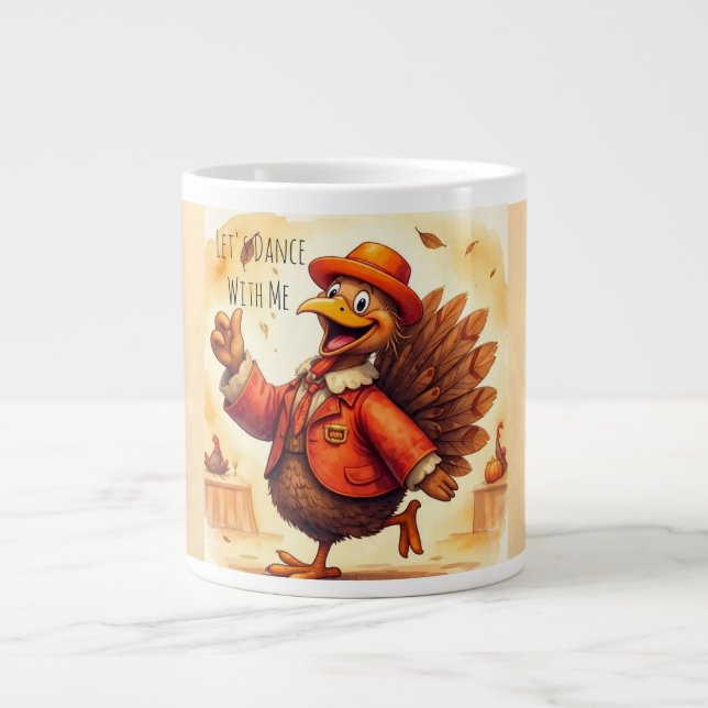 Grande Tasse Dinde drôle, dansons ensemble, Thanksgiving (Devant)