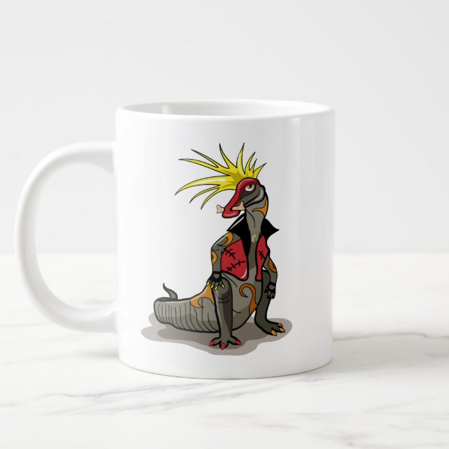Grande Tasse Dinosaure Hadrosaurus Habillé Comme Un Punk. (Gauche)