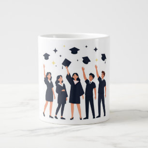 Grande Tasse Diplômés heureux lançant leurs casquettes en céléb