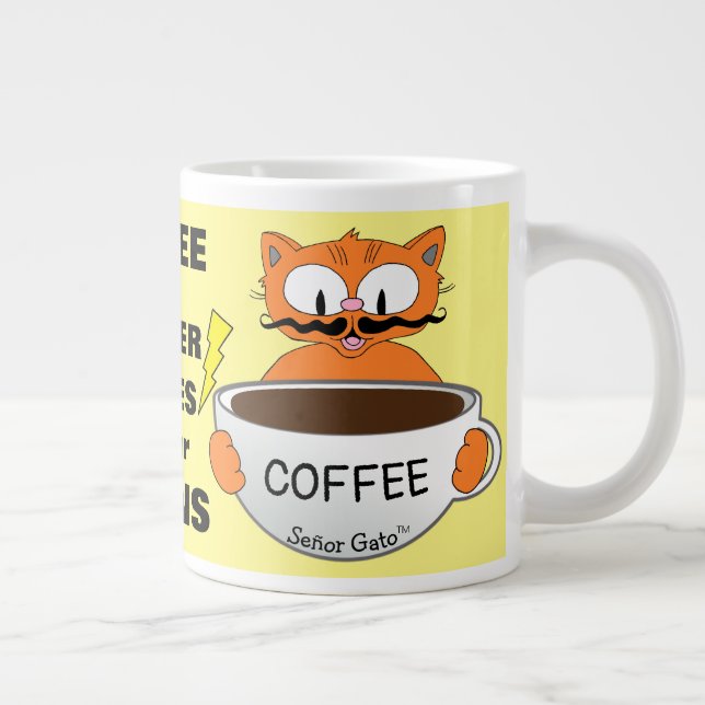 Grande Tasse Dit drôle de chat de dessin (Droite)